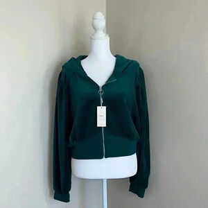 Reflex Green Zip Front Velour Hoodie​​